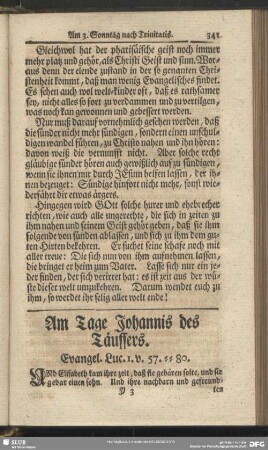Am Tage Johannis des Täuffers. Evangel. Luc. 1. v. 57-80