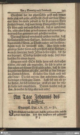 Am Tage Johannis des Täuffers. Evangel. Luc. 1. v. 57-80