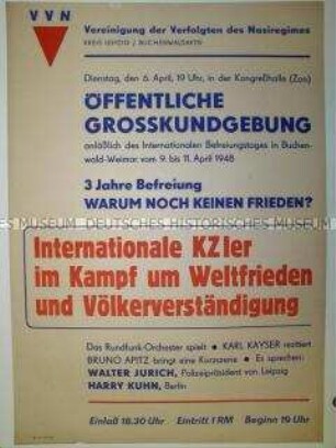 Maueranschlag des VVN mit Ankündigung einer Großkundgebung in Leipzig