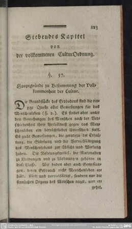 Siebendes Kapitel von der vollkommenen CulturOrdnung