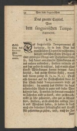 Das zweyte Capitel. Von dem sanguinischen Temperament