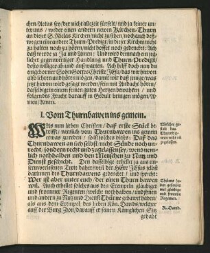 I. Vom Thurnbawen ins gemein. [u.a.]