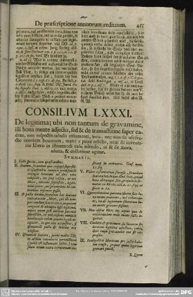 Consilium LXXXI. De legitima; [...]