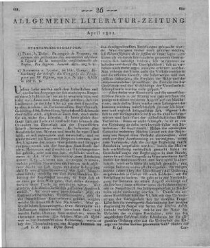 [Sammelrezension zweier staatswissenschaftlicher Streitschriften] Rezensiert werden: 1. Bignon, L. P. E.: Du Congrès de Troppau, ou examen des prétentious des monarchies absolues à l'égard de la monarchie constitutionelle de Naples. Paris: Didot 1821 2. [Schütz, W.]: Beleuchtung der Schrift: Du Congrès de Troppau par Mr. Bignon. Altenburg; Leipzig: Literarisches Comptoir 1821