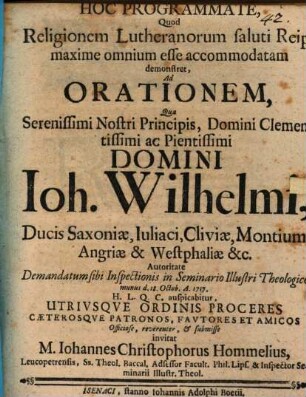 Programma quo, quod religio Lutheranorum saluti reipublicae maxime omnium sit accommodata, demonstrat