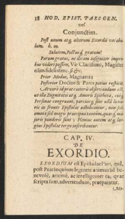 Cap. IV. De Exordio.