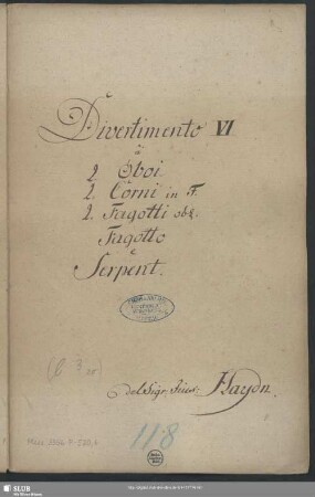 Divertimentos - Mus.3356-P-520,6 : winds - F; Hob II:44