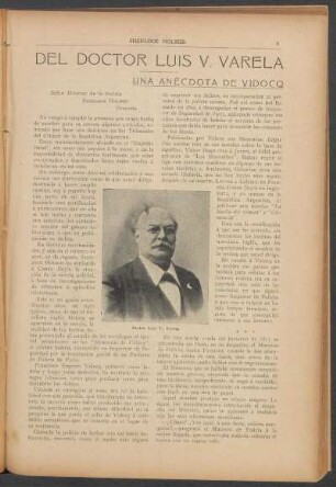 Del Doctor Luis V. Varela - Una anécdota de Vidocq