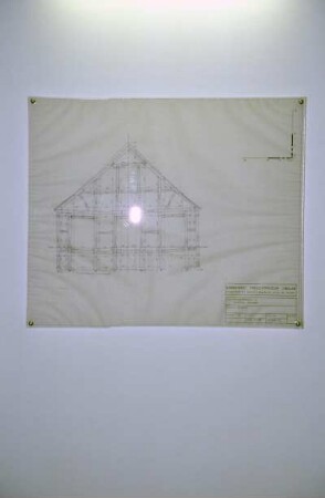 Ausstellungstafel mit Bauzeichnung