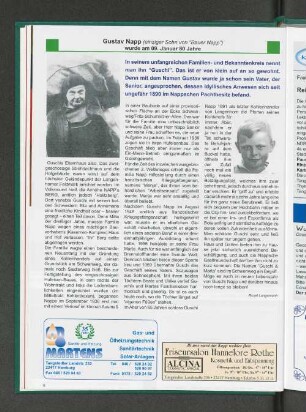 Gustav Napp (einziger Sohn von "Bauer Napp") wurde am 09.Januar 80 Jahre