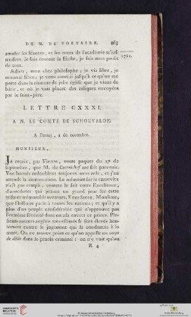(Lettre CXXXI - CXL)