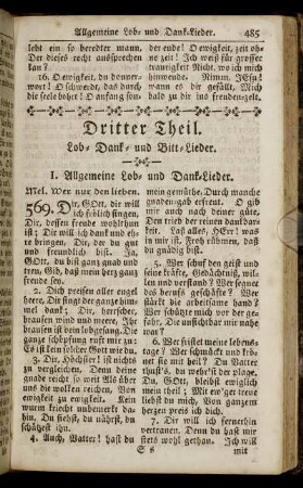 Dritter Theil. Lob- Dank- und Bitt- Lieder.