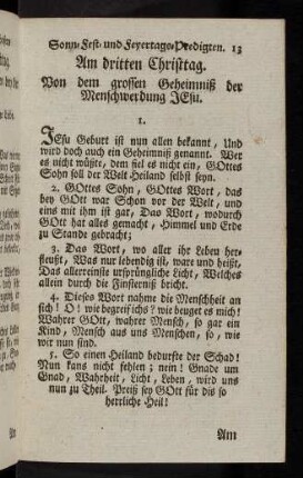 13, Am dritten Christtag.