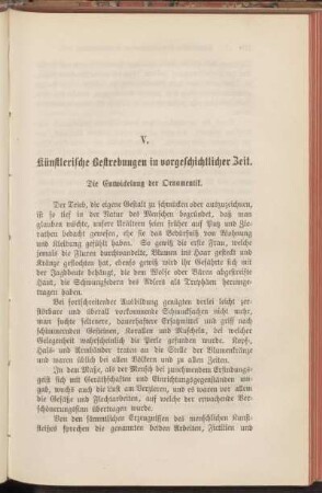 V. Künstlerische Bestrebungen in vorgeschichtlicher Zeit.
