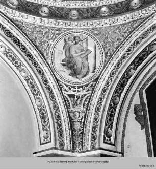 Freskendekoration mit Engelreigen, Evangelisten und Szenen der Genesis : Pendentifs mit Evangelisten