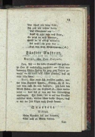 Fünfter Auftritt. Vorige, ohne Don Quixote