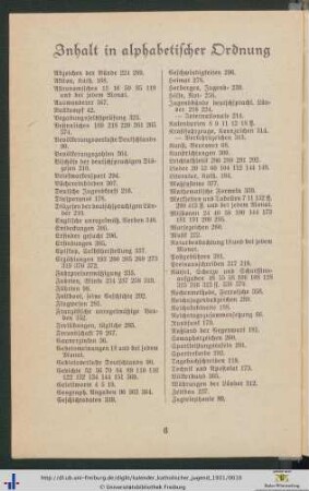 Inhalt in alphabetischer Ordnung.