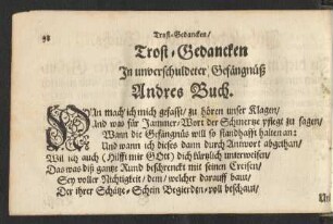 Trost-Gedancken In unverschuldeter Gefängnüß Andres Buch.