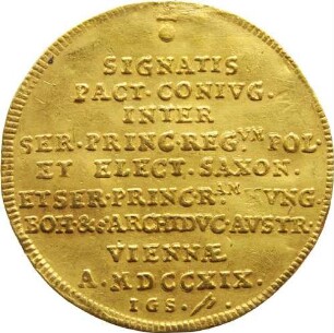 2 Dukaten (Abschlag vom 1/4 Taler) - auf die Verlobung des Kurprinzen Friedrich August mit Prinzessin Maria Josepha in Wien