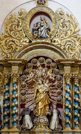 Frankreich. Alsace. Haut Rhin. Lautenbach. Kirche Saint Michel et Gangolphe. Detail Nebenaltar