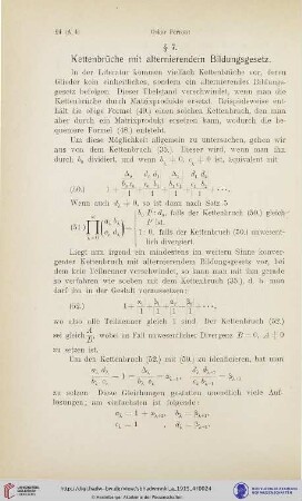 § 7. Kettenbrüche mit alternierendem Bildungsgesetz