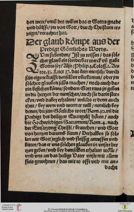 Der glaub kömpt aus der Predigt Göttliches Worts