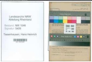 Entnazifizierung Hans Heinrich Freiherr Von Tiesenhausen , geb. 16.12.1914 (Tischler)