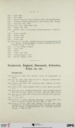 Frankreich, England, Dänemark, Schweden, Polen etc. etc. (Nr. 1252-1344)
