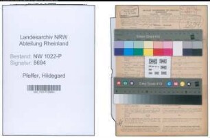 Entnazifizierung Hildegard Pfeffer , geb. 04.11.1906 (Kontoristin)
