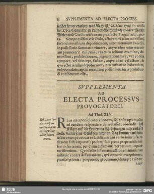 Supplementa Ad Electa Processus Provocatorii