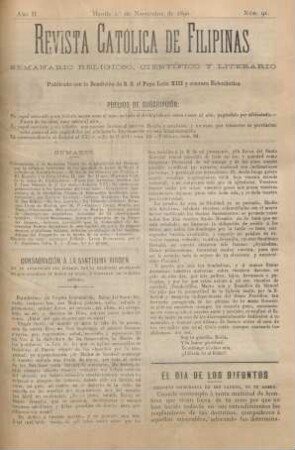 Ano II. Manila 1.° de Noviembre de 1890, Núm. 91
