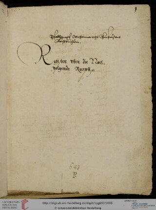 Teil I: Kurfürst Ottheinrich von der Pfalz, Medizinische Rezeptsammlung