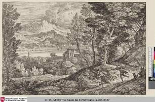 [Landschaft mit jungem Mann, eine Frau jagend; Young Man Chasing a Maiden]