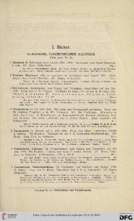 I. Bücher (Nr. 1 - 334)