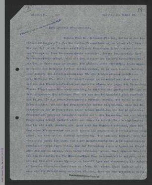 Abschrift Brief von Josephine Levy-Rathenau und Helene Simon an Jenny Apolant