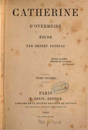 Catherine d'Overmeire : Étude par Ernest [Aimé] Feydeau, 2