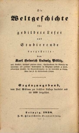 Allgemeine Geschichte der Jahre 1830 bis 1838