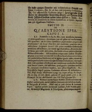 Sectio II. De Quaestione Ipsa.