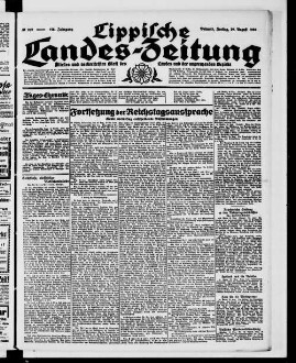 Lippische Landes-Zeitung : ältestes und weitverbreitetes Blatt des Landes und der angrenzenden Bezirke