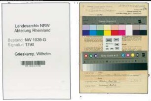 Entnazifizierung Wilhelm Grieskamp , geb. 16.06.1898 (Angestellter)