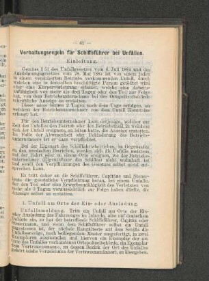 Verhaltungsregeln für Schiffsführer bei Unfällen.