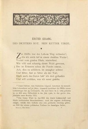 Göttliche Komödie : Metrisch übertragen von Dr. med. Carl Bertrand, 1. Die Hölle