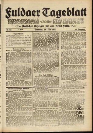 Erste Ausgabe vom Samstag, den 28. Mai 1921.
