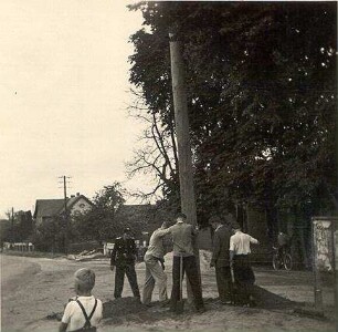 Aufstellen des Maibaumes in Halbendorf : Ort: Brězowka / Halbendorf. Aufstellen des Maibaumes