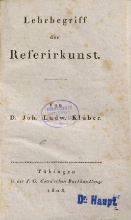Lehrbegriff der Referirkunst