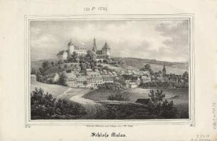 Ansicht von Schloss Mylau, Lithographie, 1839 : Schloss Mylau / Nach der Natur gez. u. lithogr. von C. W. Arldt. - [Dresden] : [Pietzsch] , [1839]. - 1 Kunstblatt : Lithogr. ; 20 x 13 cm