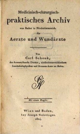 Medicinisch-chirurgisch-praktisches Archiv von Baden in Niederösterreich