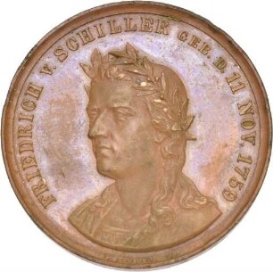 Medaille auf die Schillerfeier in Hamburg 1859