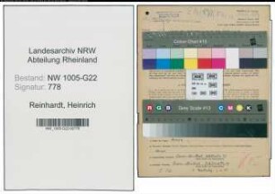 Entnazifizierung Heinrich Reinhardt , geb. 01.07.1895 (Einkaeufer)