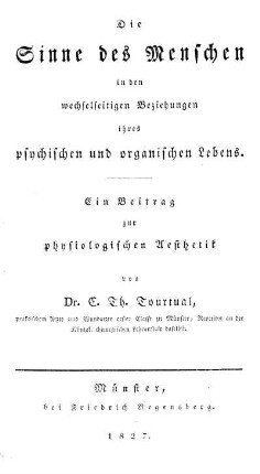 Die Sinne des Menschen in den wechselseitigen Beziehungen ihres psychischen und organischen Lebens: Ein Beitrag zur physiologischen Aesthetik